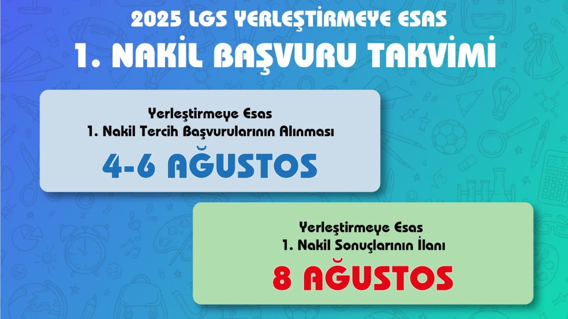 Ortaöğretim Kurumlarına (Liselere) Yerleştirmeye Esas 1. Nakil Tercih Başvuru İşlemleri